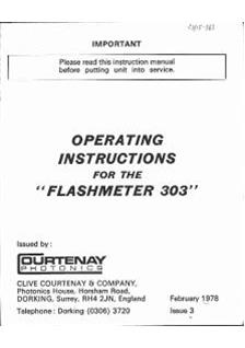 Courtenay Ltd Flashmeter 303 manual. Camera Instructions.